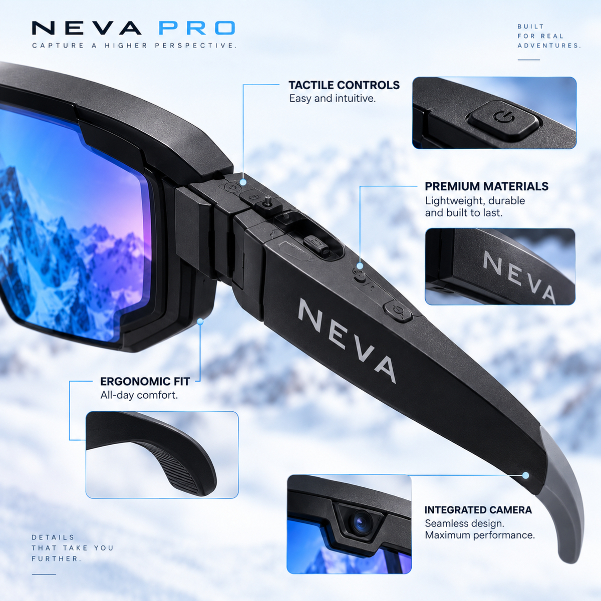 NEVA Pro weather resistant ski glasses